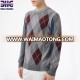 Men's intarsia 100% cashmere multi color crew neck casual design knitted jumper sweater